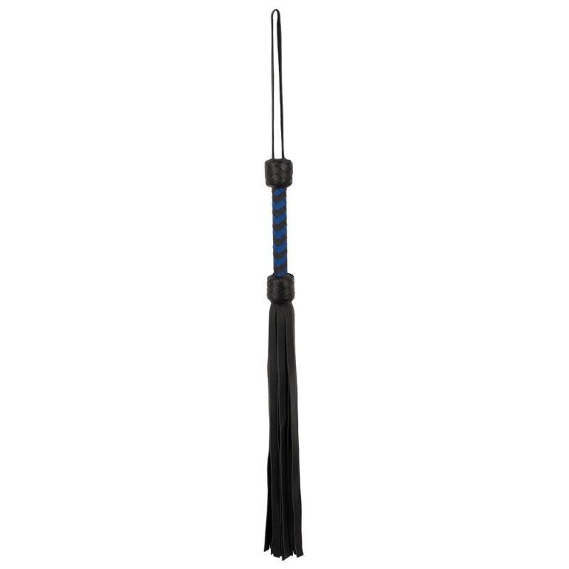Флогер шкіряний ZADO TOOLS Leather Flogger із плетеною ручкою, чорно-синій вид 4