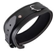 Ошейник из натуральной кожи с металлическим кольцом ZADO Fetish, черный, S/M