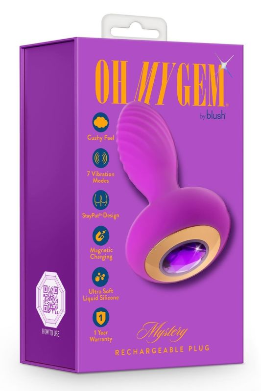 Анальный вибратор со стразом Blush Oh My Gem Charm Amethyst цвет фуксия вид 9