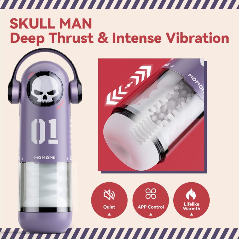 Мастурбатор автоматичний фрикційний BeYourLover SKULL MAN Momonii 01 з вібрацією та підігрівом вид 4