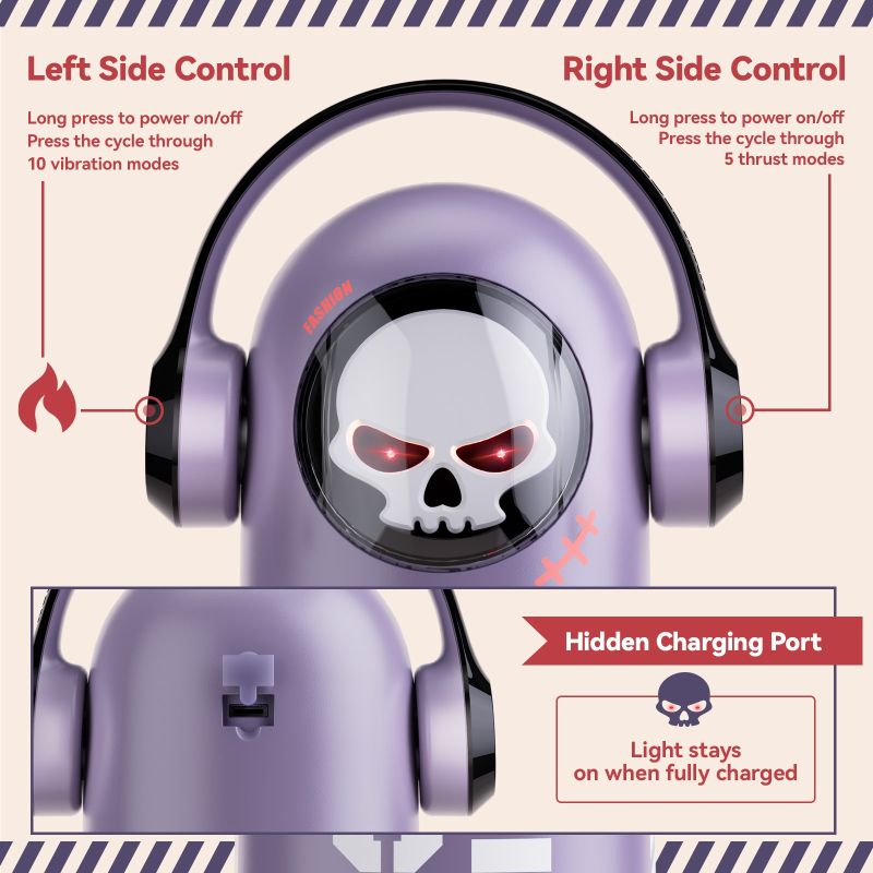 Мастурбатор автоматичний фрикційний BeYourLover SKULL MAN Momonii 01 з вібрацією та підігрівом вид 7