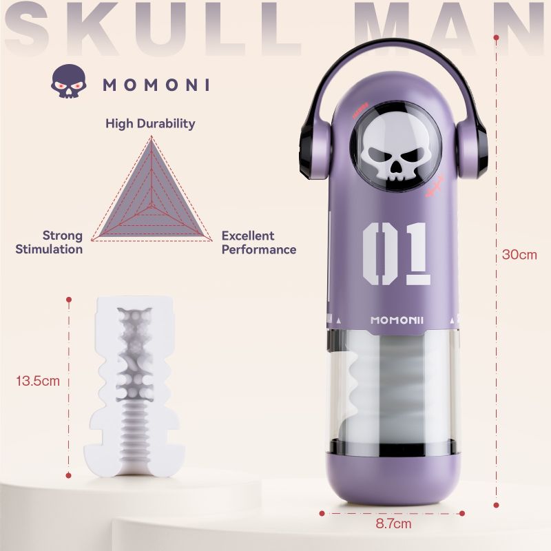 Мастурбатор автоматичний фрикційний BeYourLover SKULL MAN Momonii 01 з вібрацією та підігрівом вид 8