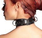 Нашийник широкий Zado FETISH з D-кільцями, шкіряний, чорний вид 4