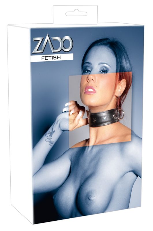 Ошейник широкий Zado FETISH из D-кольцами, кожаный, черный вид 6