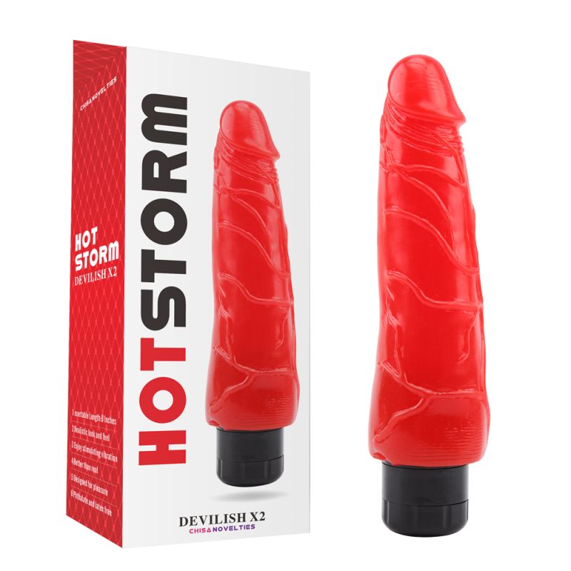 Вібратор реалістичний на батарейках Chisa Hotstorm Devilish X2, червоний вид 2