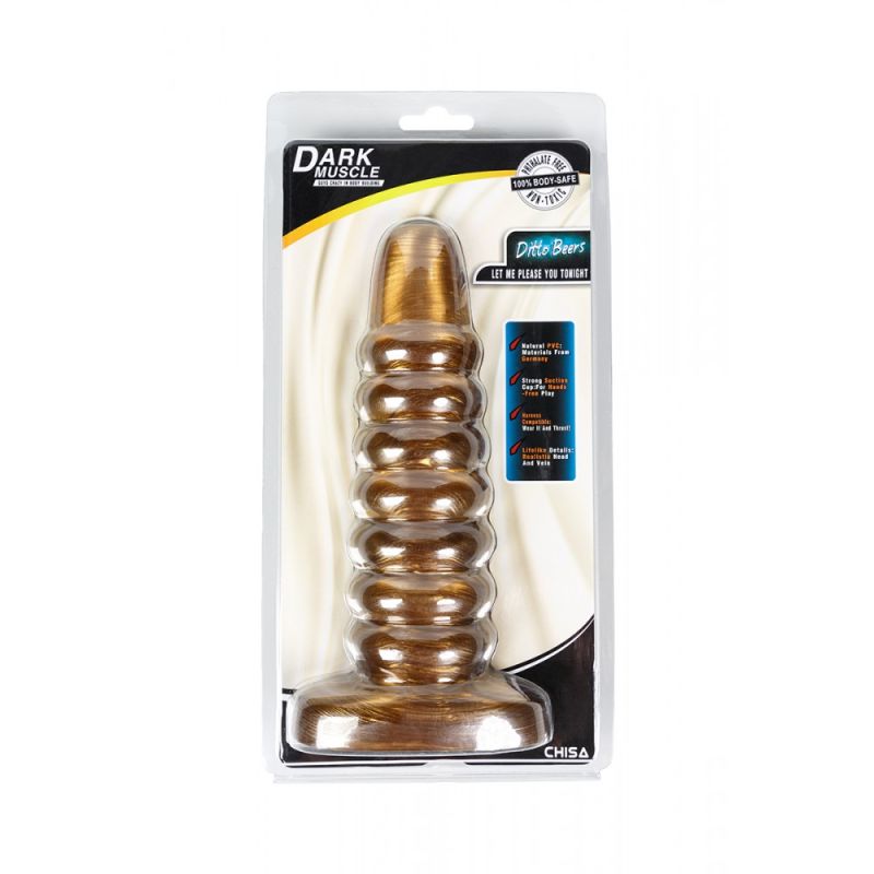 Велика анальна пробка ребриста Chisa Dark Muscle Gold вид 5