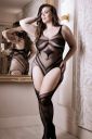 Еротичний комбінезон з інтимним доступом Sheer Fantasy, чорний, Queen Size