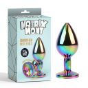 Анальна пробка із кристалом Chisa Matrix Mont Rainbow Gem, металева, різнокольорова, 7 х 2.7 см