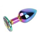 Анальная пробка с кристаллом Chisa Matrix Mont Rainbow Gem, металлическая, разноцветная, 7 х 2.7 см вид 3