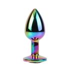 Анальна пробка із кристалом Chisa Matrix Mont Rainbow Gem, металева, різнокольорова, 7 х 2.7 см вид 4