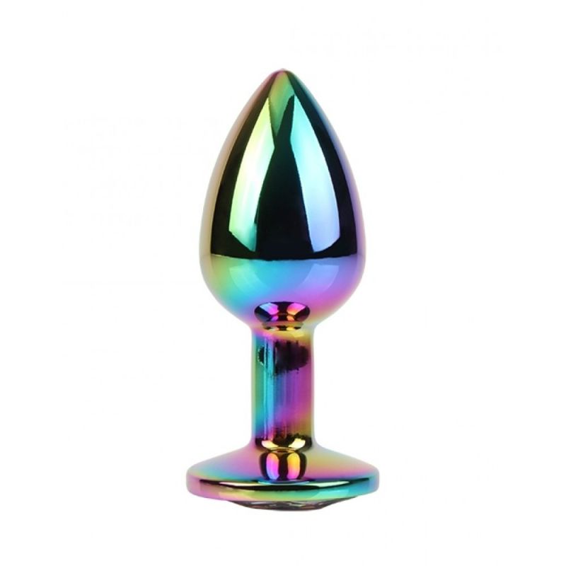 Анальна пробка із кристалом Chisa Matrix Mont Rainbow Gem, металева, різнокольорова, 7 х 2.7 см вид 4