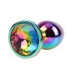 Анальна пробка із кристалом Chisa Matrix Mont Rainbow Gem, металева, різнокольорова, 7 х 2.7 см вид 6