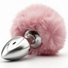 Анальна пробка металева DS Fetish з рожевим кролячим хвостиком вид 3