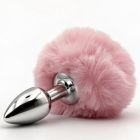 Анальна пробка металева DS Fetish з рожевим кролячим хвостиком вид 4