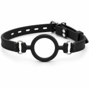 Кляп-кільце силіконовий DS Fetish на регульованому ремінці, чорний