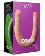 Двосторонній фалоімітатор EGZO MAD Ciberskin із кібершкіри, тілесний