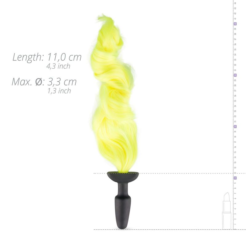 Анальна пробка з хвостом Silicone Butt Plug With Tail - Yellow вид 4