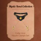 Нашийник чорний зі шкіри UPKO Mystic Bond Collection із затискачами для сосків вид 12
