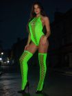 Комплект сітка Star Night: відкрите боді та панчохи, світиться в темряві, білий, OS (S–L) вид 2