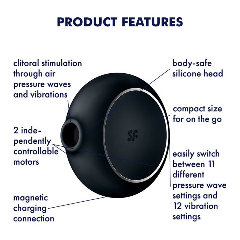 Вакуумний стимулятор Satisfyer Pro To Go 3 з вібрацією, чорний, 8,7 × 8,6 см вид 6
