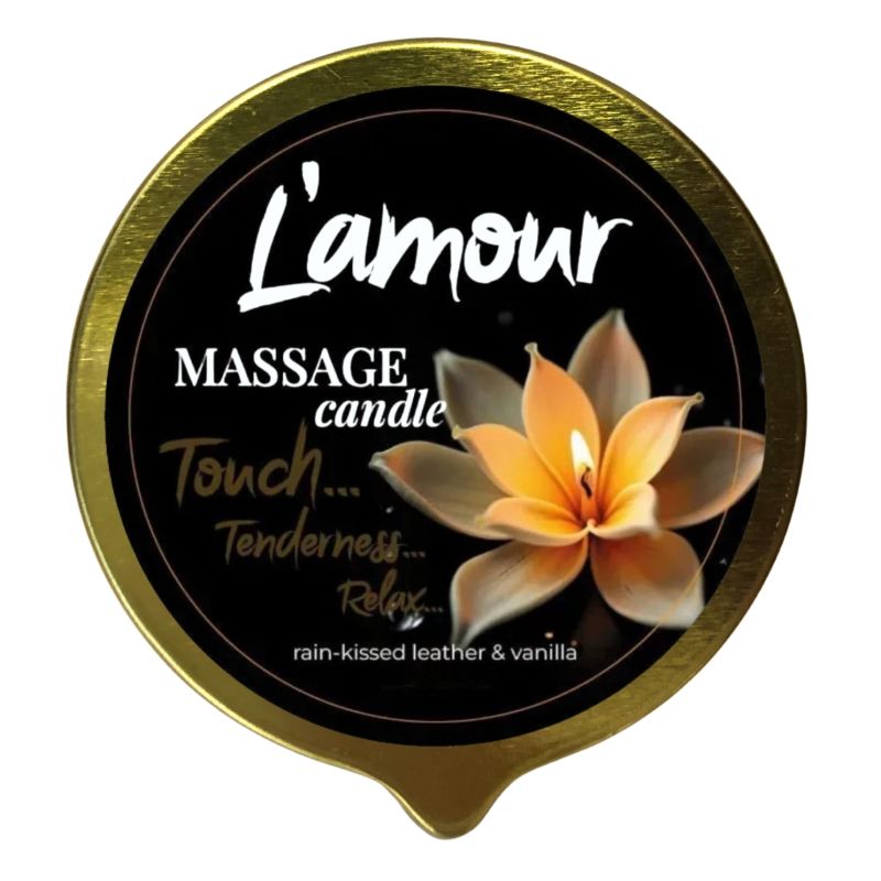 Масажна свічка L'amour Rain-Kissed Leather and Vanilla, золота, 70 мл вид 2