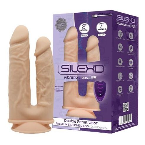 Вібратор для подвійного проникнення SilexD Double Model 1, з дистанційним керуванням, бежевий вид 2