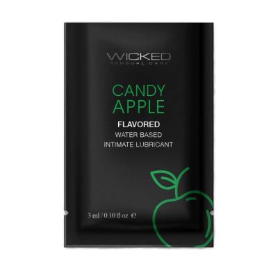 Пробник лубриканта Wicked Aqua Candy Apple (яблуко в карамелі) на водній основі, 3 мл