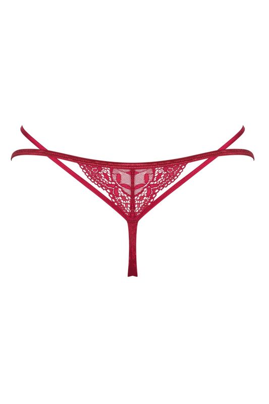 Трусики мереживні стрінги Obsessive Ivetta, червоний, L/XL вид 6