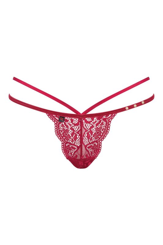 Трусики мереживні стрінги Obsessive Ivetta, червоний, L/XL вид 7