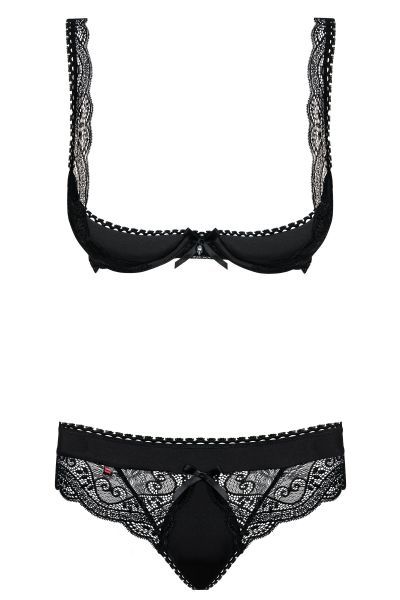 Комплект Obsessive MIAMOR SET чорний відкритий, груди L / XL вид 5