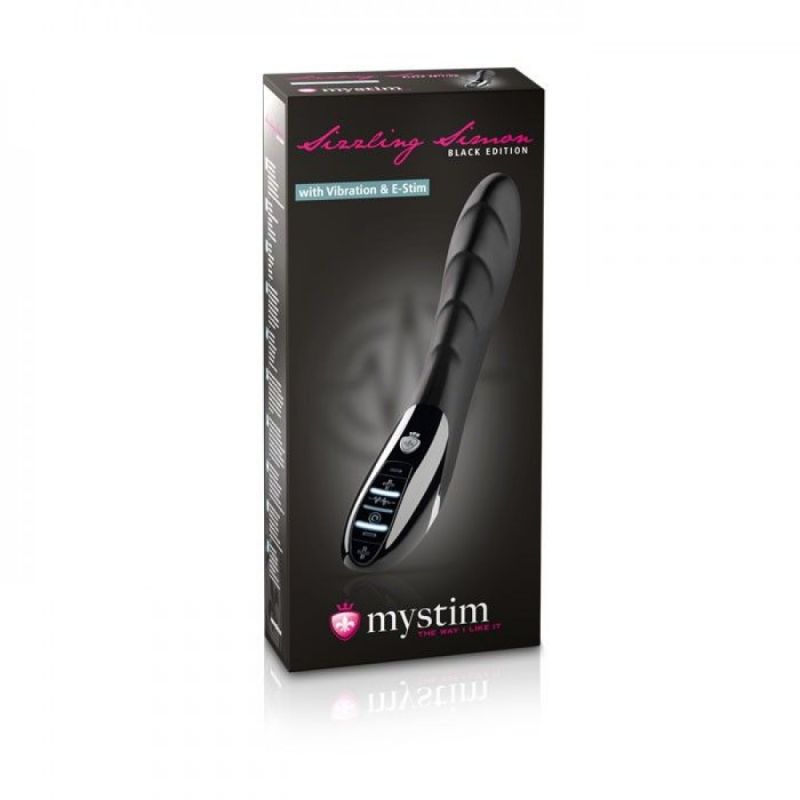 Вібратор ребристий Mystim Sizzling Simon з електростимуляцією, чорний вид 7