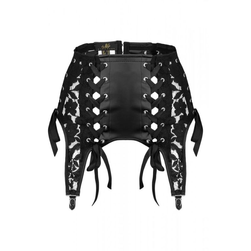 Пояс для чулок спандекс+гипюр F143 Noir Handmade S вид 5