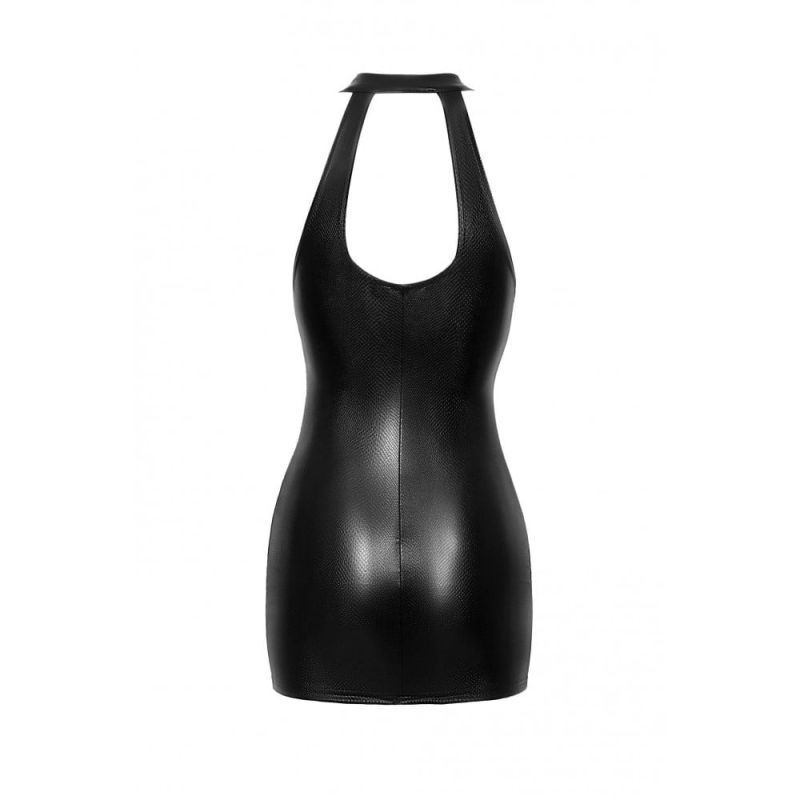 Спокуслива вінілова міні-сукня XL F278 Noir Handmade, з блискавкою, чорна вид 6