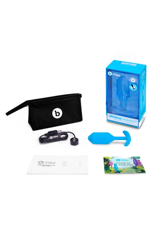 Анальна пробка з вібрацією b-Vibe VIBRATING SNUG PLUG розмір L, синя вид 3