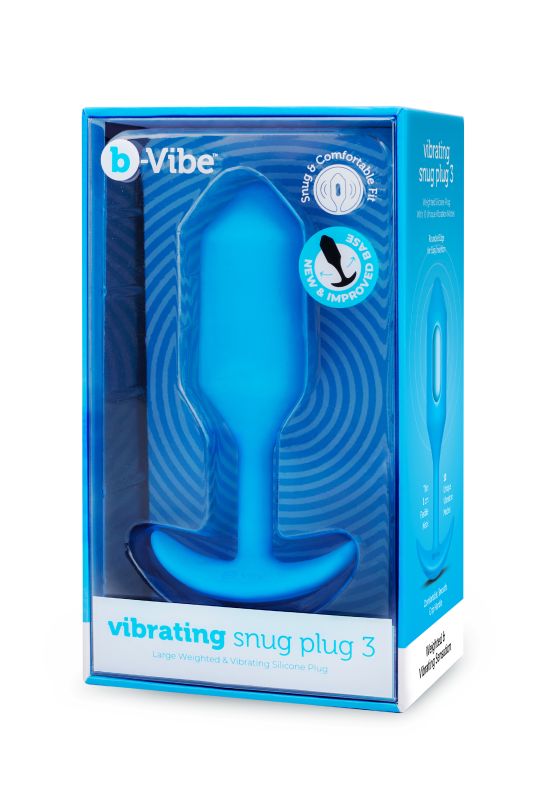 Анальна пробка з вібрацією b-Vibe VIBRATING SNUG PLUG розмір L, синя вид 7