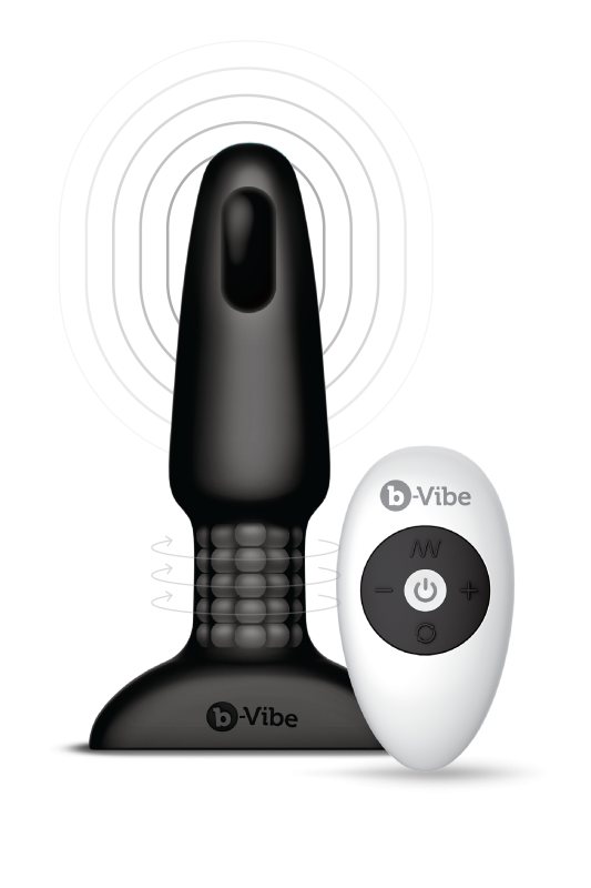 Анальна пробка з вібрацією та пультом керування B-VIBE RIMMING PLUG 2, чорна вид 2