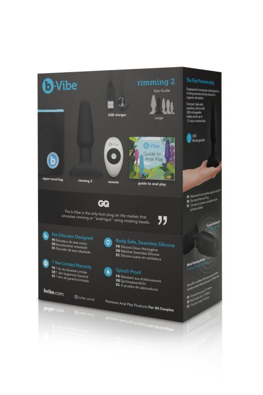 Анальна пробка з вібрацією та пультом керування B-VIBE RIMMING PLUG 2, чорна вид 13