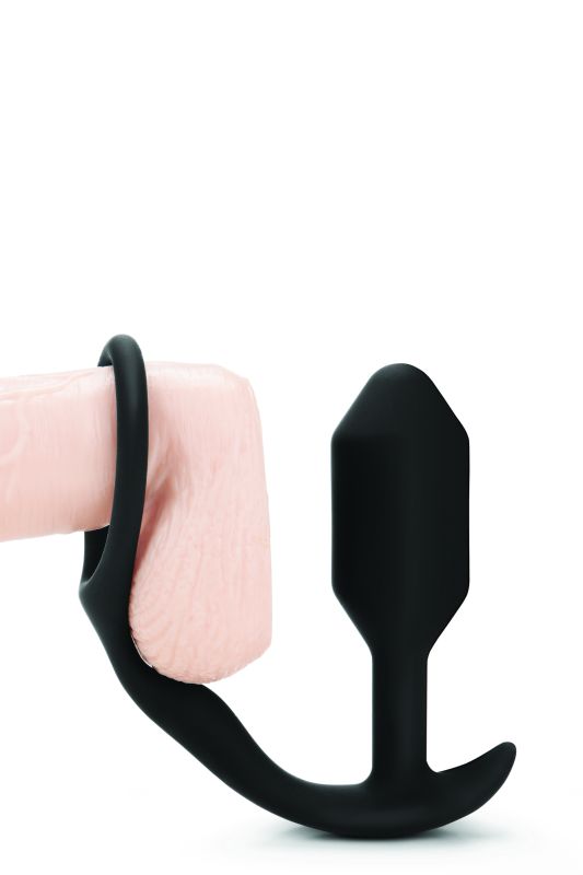 Анальна пробка з ерекційним кільцем Snug & Tug B-Vibe, силіконова, чорна вид 2