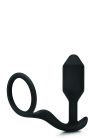 Анальна пробка з ерекційним кільцем Snug & Tug B-Vibe, силіконова, чорна вид 6