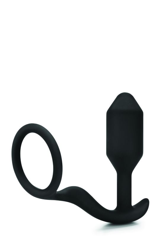 Анальна пробка з ерекційним кільцем Snug & Tug B-Vibe, силіконова, чорна вид 6
