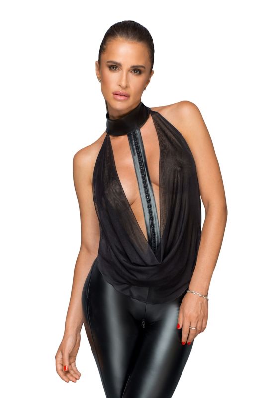 Комбінезон Noir Handmade F223 з напівпрозорим верхом та чокером, чорний, XXL вид 4