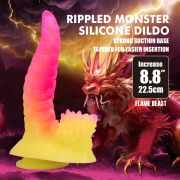 Фалоімітатор силіконовий Power Monsters Flame Beast на присоску, градієнт рожево-жовтий, 22,5 см