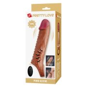 Вібронасадка на пеніс Pretty Love, що подовжує, з пультом, бежева, 24.3 х 4.6 см