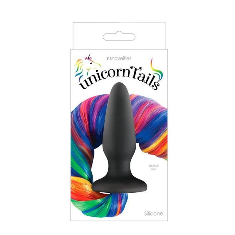 Конічна анальна пробка з хвостом NS Novelties Unicorn Tails, різнокольоровий вид 2