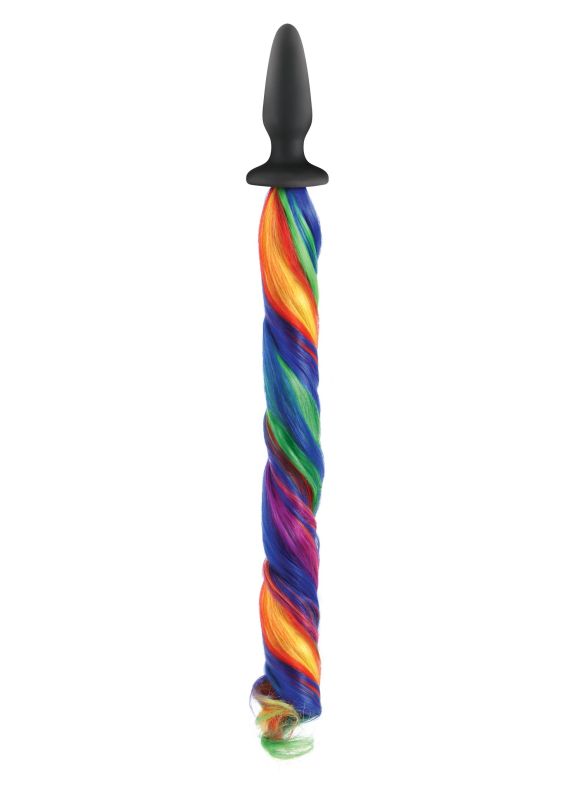 Конічна анальна пробка з хвостом NS Novelties Unicorn Tails, різнокольоровий вид 3
