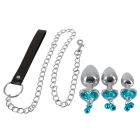 Анальные пробки с поводком You2Toys Butt Plug Set, серебристые вид 2