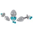 Анальні пробки з повідцем You2Toys Butt Plug Set, сріблясті вид 3