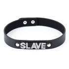 Нашийник з написом SLAVE зі страз DS Fetish, шкірозамінник, чорний вид 2