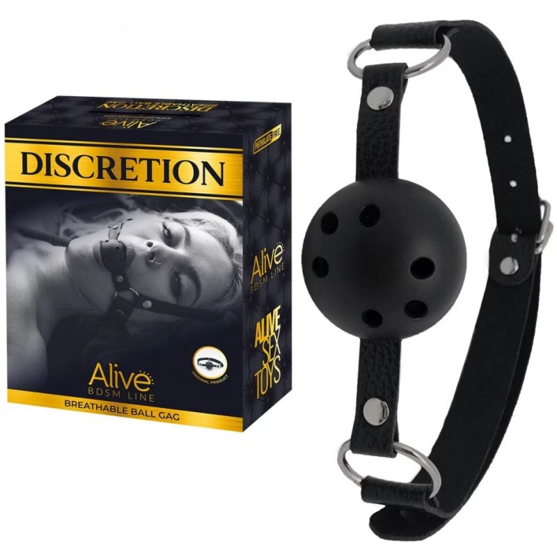 Регульований кляп з перфорованою кулькою Alive Discretion чорний вид 2