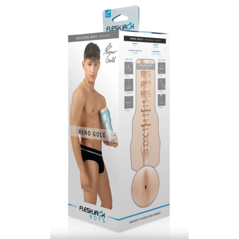 Мастурбатор у колбі анус, Fleshjack Boys Reno Gold Gold Boy Signature Butt (RP), кібершкіра вид 8